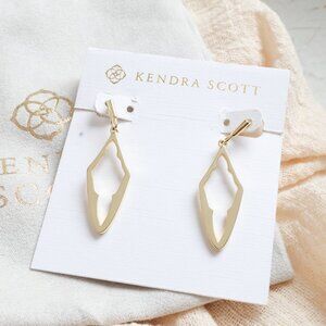 Kendra Scott Elongated Abbie Gold Open Frame Earrings NEW